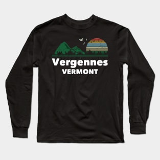 Mountain Sunset Flying Birds Outdoor Vergennes Vermont Long Sleeve T-Shirt